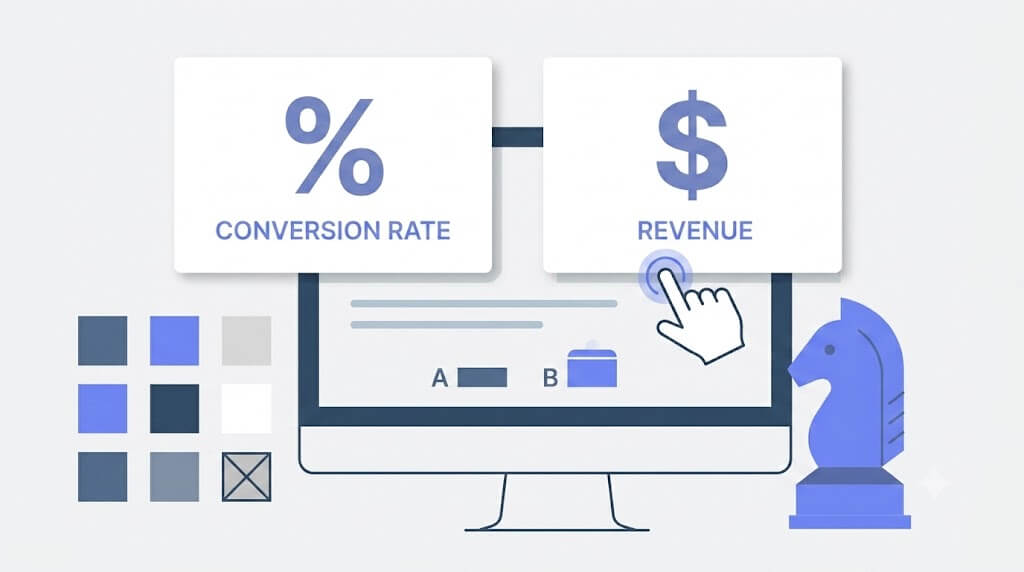 Conversion rate is up 6% and revenue hasn't moved. That's a metric problem, not a testing problem — and it gets decided before the test runs, not after.
