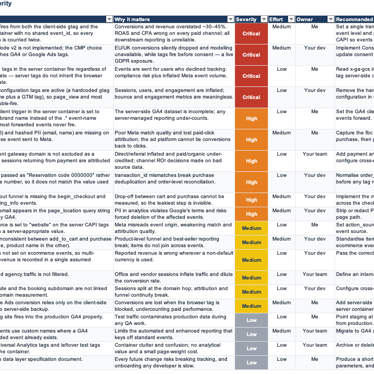 Tracking & Data Audit Report example 2